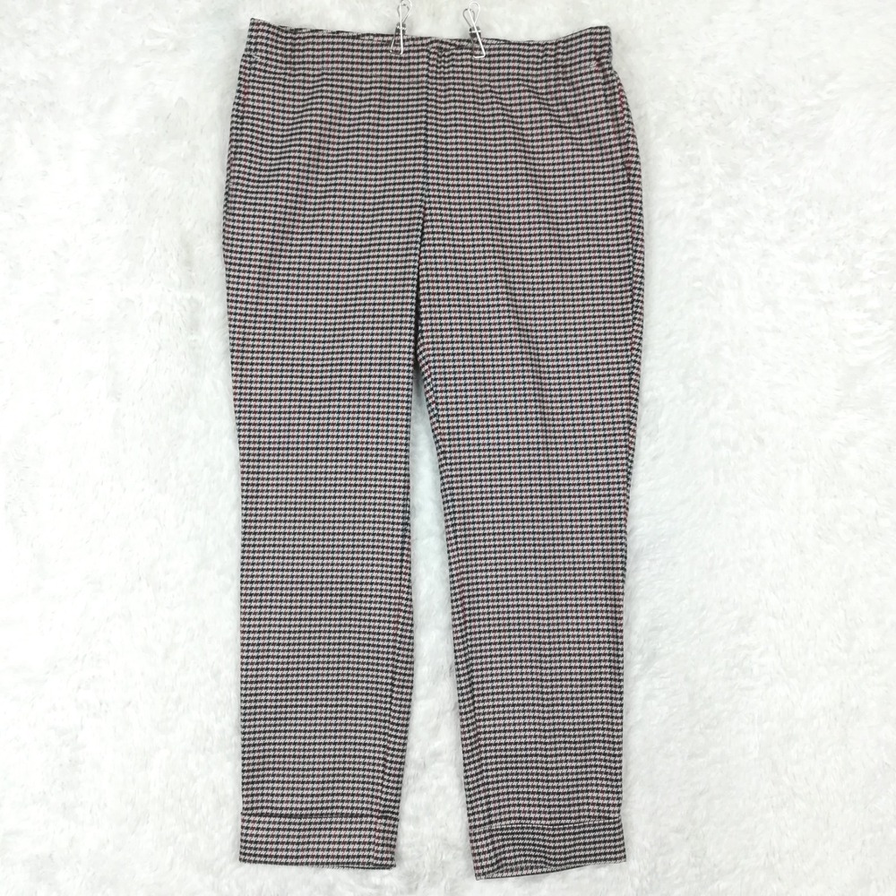 J. Jill Womens Pants Ankle Crop‎ Pull On Multicolor Houndstooth Mid Rise 12